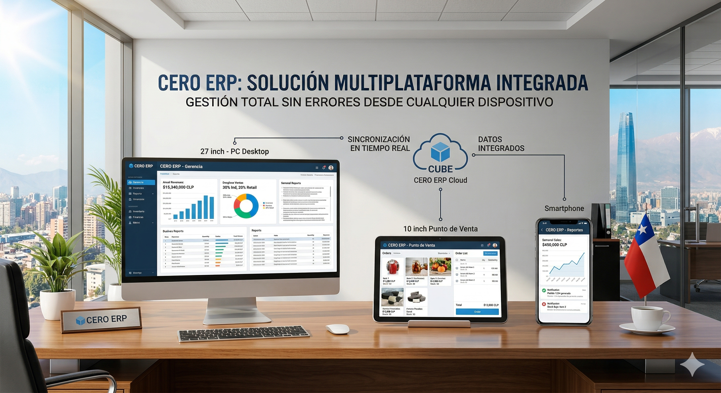 Cero ERP de NUBELIN Funcionando en múltiples dispositivos